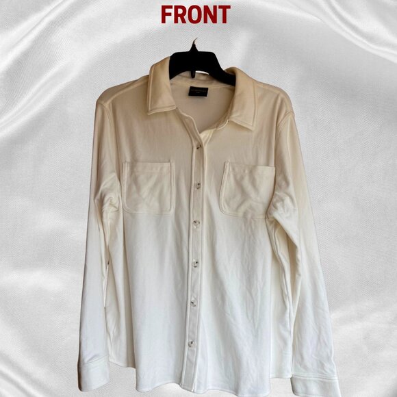 32 Degrees Ultra Soft Button Up Fleece in Cream Winter White, Suze Large, EUC - Picture 1 of 17